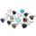 Gemstone Heart Rings Natural Stone Crystal Adjustable Rings for Women Wedding Ring Silver Plated Copper Ring