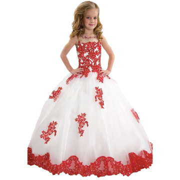 Modern Princess Pageant Wedding Flower Girl Dresses with Sequined Crystal Illusion Back