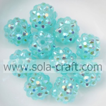 Turquoise AB Color Acrylic Resin Rhinestones 10*12MM Spacer beads