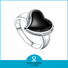 Classical heart shape balck agate ring