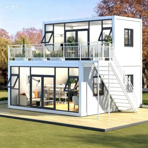 Stackable Prefab Container Living Unit with Snap-Together Design