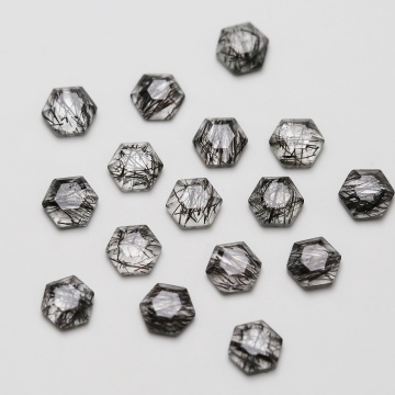 Natural Black Hair Crystal Hexagonal Shape Crystal Gemstone