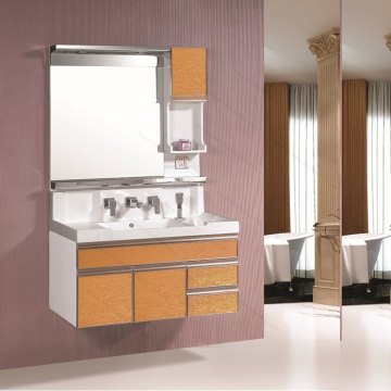 Hand Painted Tall Bathroom Cabinet with Glass Door and Flowers