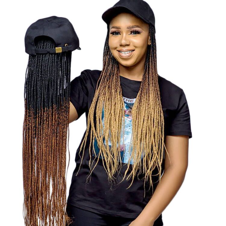 box synthetic fashionable longest children hat wig braids wholesale braided wigs for black women