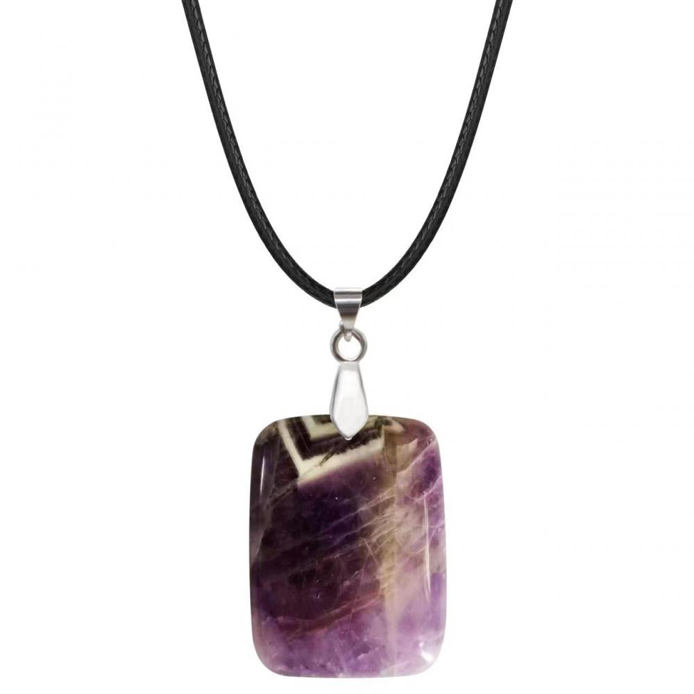 Amethyst 30x40 mm Collar Cuboides Men Rectángulo Colgante