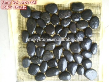 Nanjin Factory Direct Sell High Polished Black Color Pebble Stone Mosaic