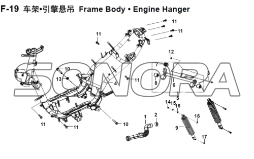F-19 Frame Body • Engine Hanger XS150T-8 CROX Untuk Kualitas Spare Part SYM