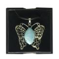 Butterfly Gemstone Pendant Necklace For Women Girls Beautiful Animal Crystal Necklaces Jewelry