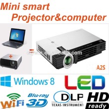 LED Projector Win8 system LED projector lamp 1000 lumens mini projector with computer 300 inch projector screen 3D projector