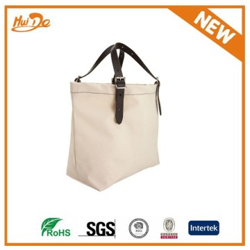 canvas bag with leather handle