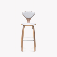 Custom Luxury Modern Minimalist Wood Stool for Pub Counter in Walnut Color