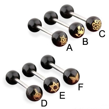 Laser Cut Logo Anodized Balls Staright Barbell
