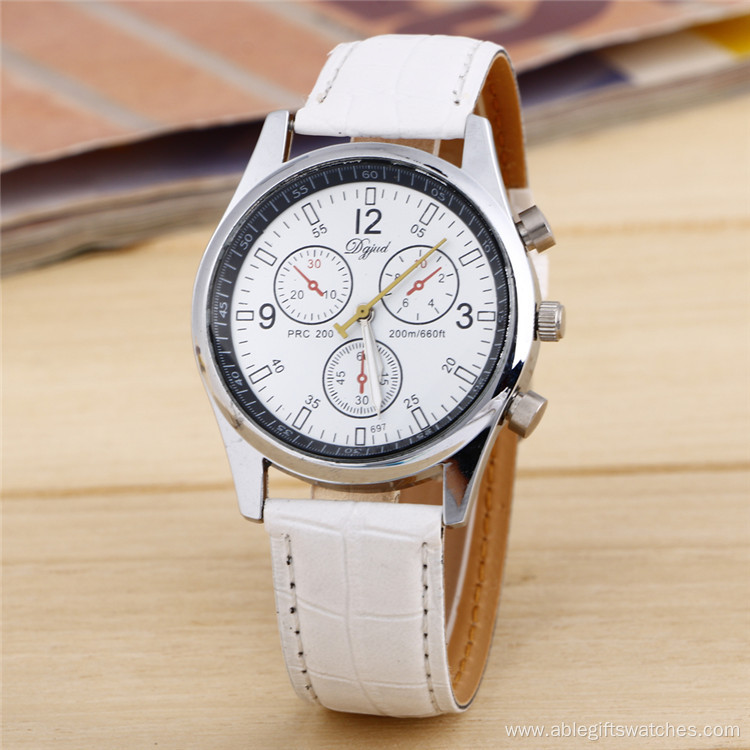 Fashion Three Eyes Leather Quartz Watch