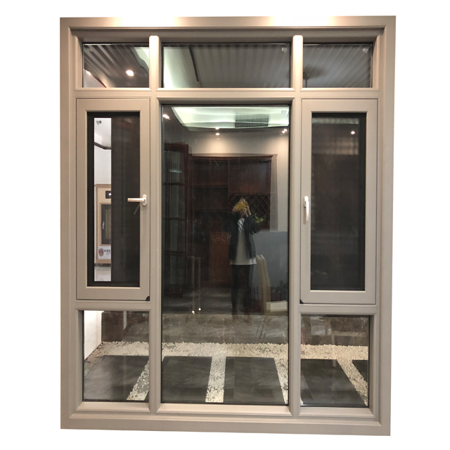 Philippines modern house style wooden grain french casement window aluminium arch windows