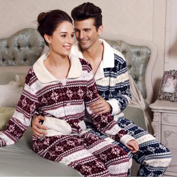 Unisex Fancy Printed Velvet Fleece Pajamas Suit