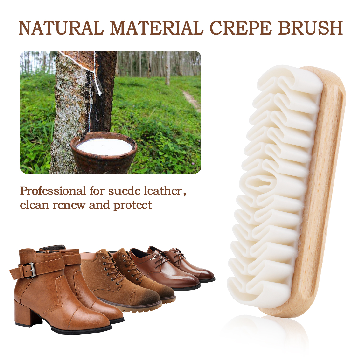 Cimpilador de zapatos de madera de agua de madera, borrador de limpieza, gamuza y nubuck cepillo limpio