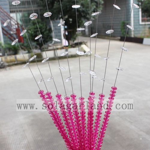 Rideau de perles de couleur rose cristal acrylique attrayant