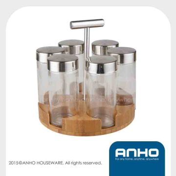 FSC certificated Bamboo 6 Bottles Holder (Cruet)