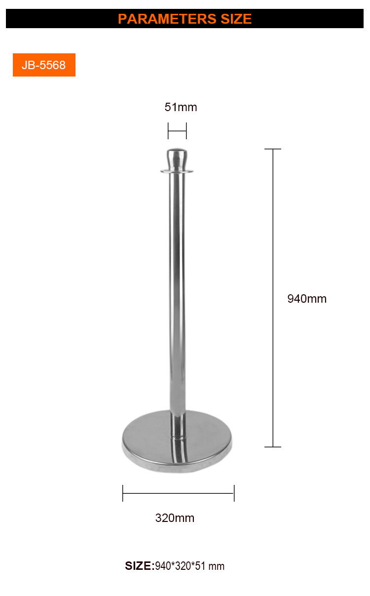 Chrome Stainless Steel Barrier, Stanchion Hotel Barriers Queue Manager/