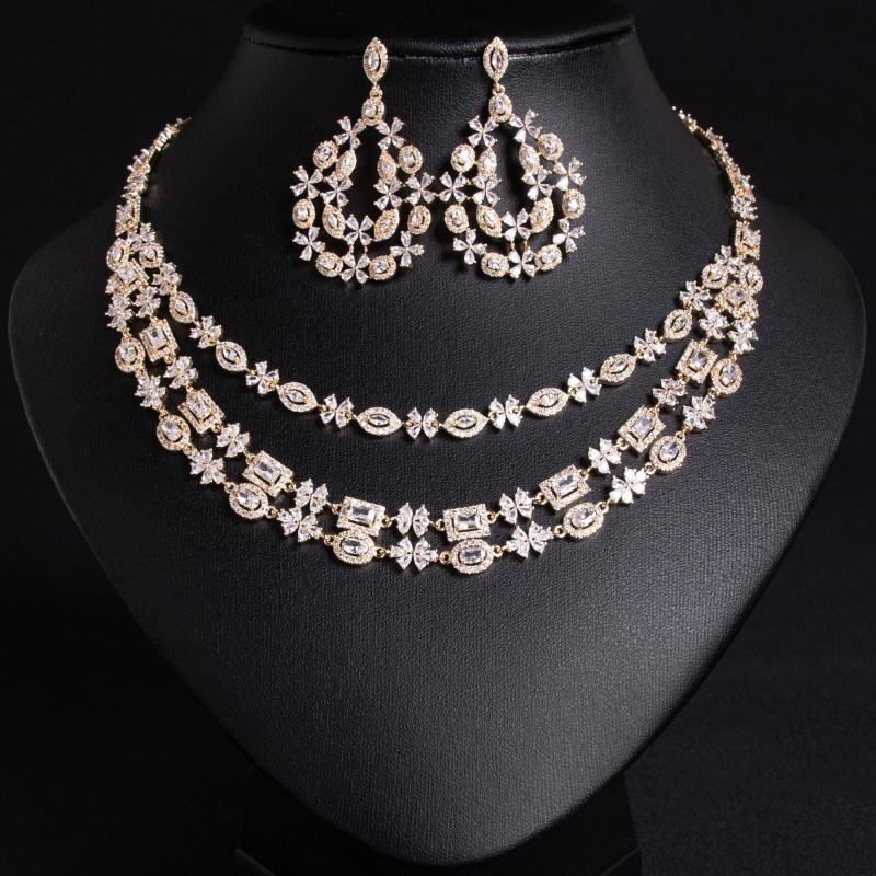 Layering Floral Bridal CZ Jewelry Set