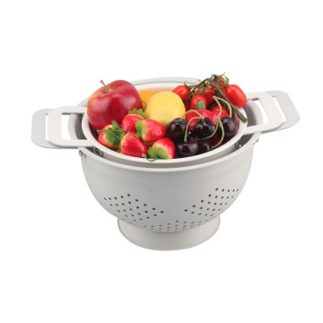 White Stainless Steel Colander For Fruit And Vegetable