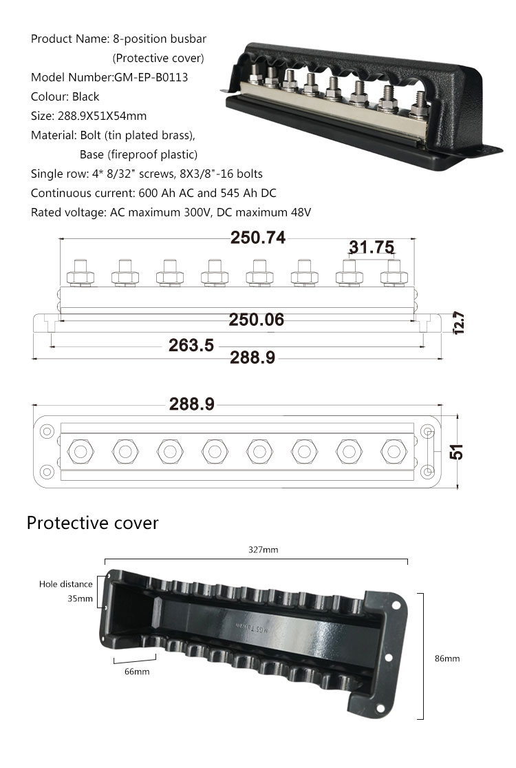 Genuine marine Boat Yacht Car Caravan 8-way DC Busbar Marine Terminal Block
