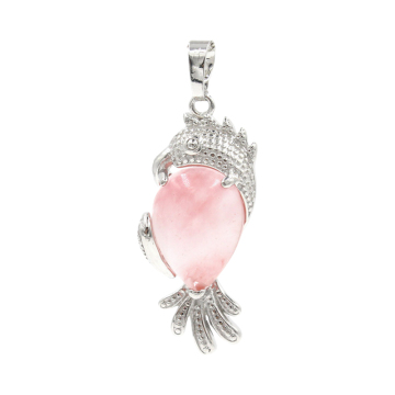 Cherry Quartz Waterdrop SilverParrot & Bird Stone Pendant for DIY Making Jewelry Necklace
