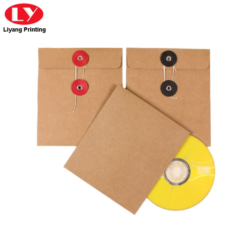 Kraft Paper Envelope With Button String For CD