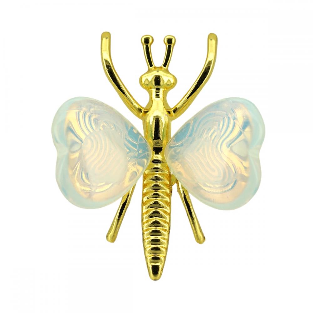Gemstone Heart Wings Pargente de mariposa de aleación de oro y adorno (aproximadamente 38x42 mm y 20 mm de corazón)