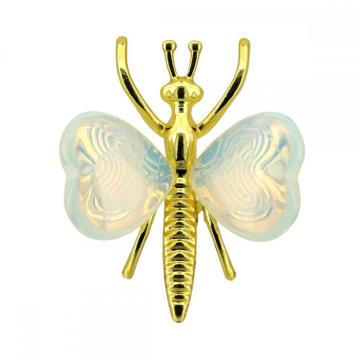 Gemstone Heart Wings Gold Alloy Butterfly Pendant & Ornament (Approx 38x42mm & 20MM Heart)