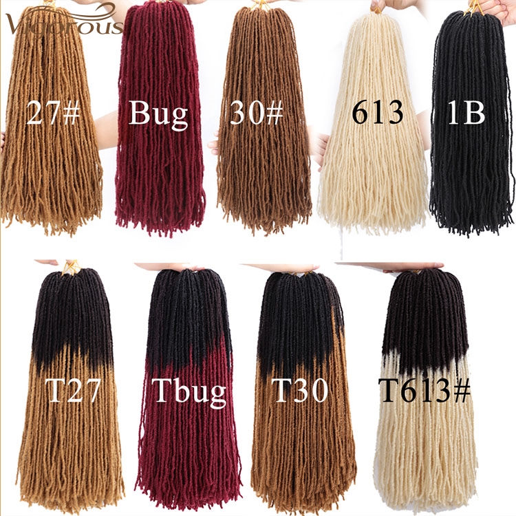 Vigorous Hot Sales 18 Inches Faux Locs Crochet Braids Soft Dread Synthetic Braiding Hair for African American Black Women