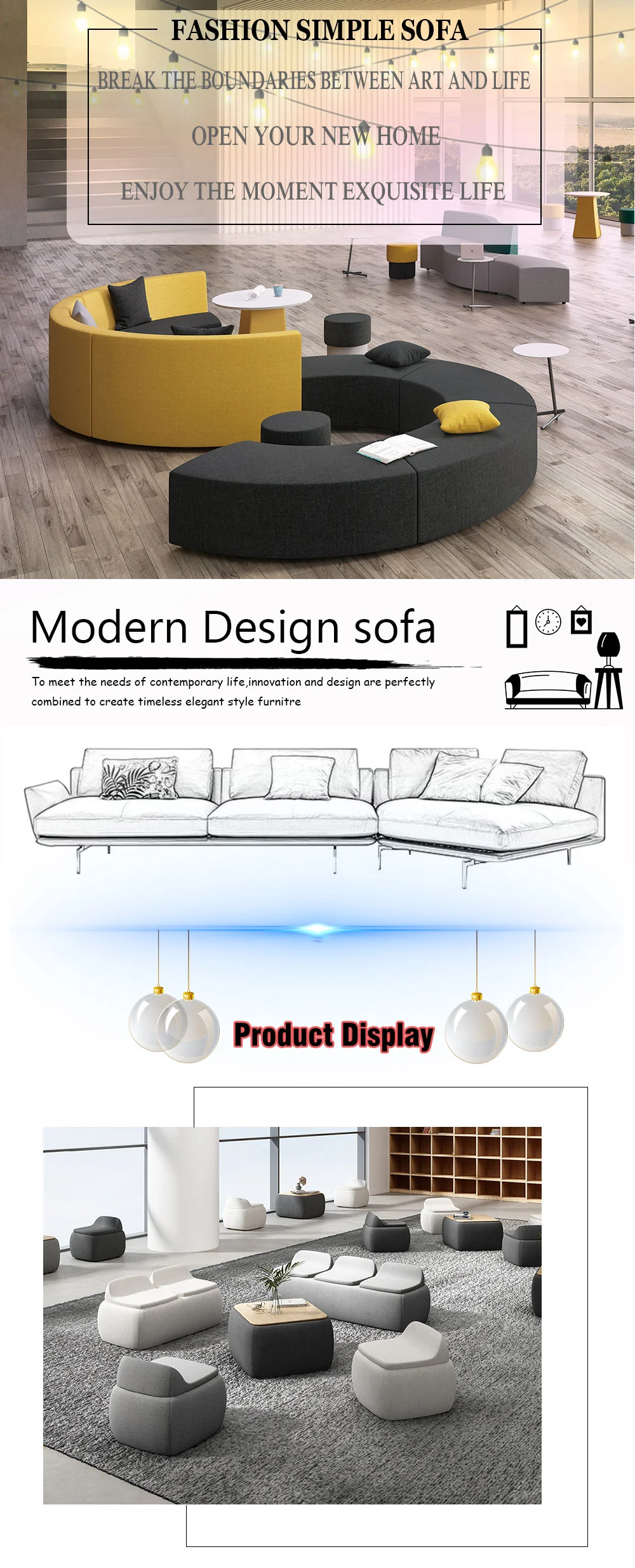 Modern Design Wooden Big Leather Sofa