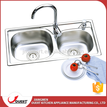OEM accept CUPC approve teka stainless steel 304 double bowl above counter unique kitchen sinks