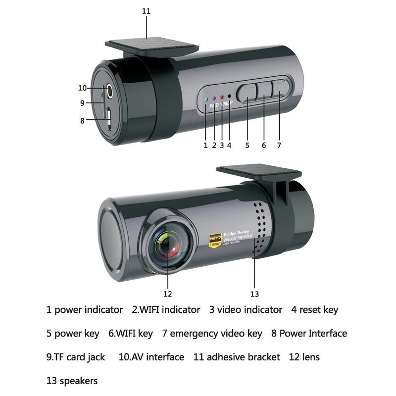 HD 1080P Night Vision Manual K602 Car Camera Driving Recorder WiFi Hidden DVR