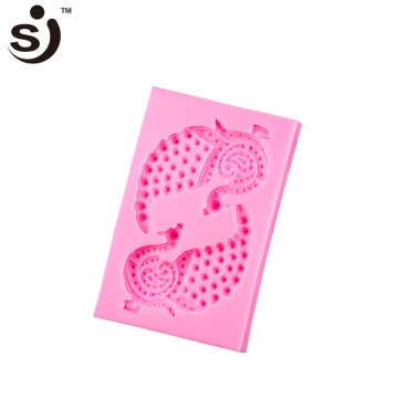 Two peacocks falling in love shape fondant mold