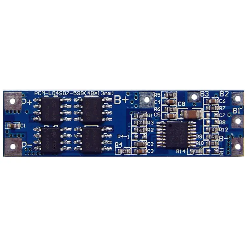 4s 7A PCM BMS for 14.4V 14.8V Li-ion/Lithium/ Li-Polymer 12V 12.8V LiFePO4 Battery Pack Size L48*W13*T5mm (PCM-L04S07-599)