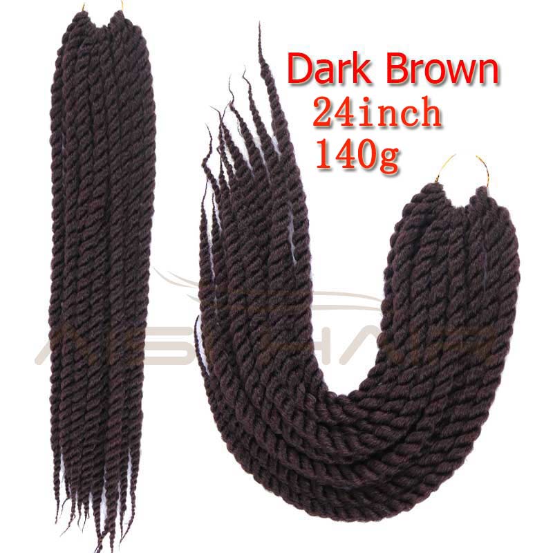 24'' Long Colored Crochet Braid Hair Extension Synthetic Mambo Crochet Twist Hair For Women