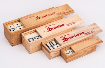 Plastic Domino Blocks In Wooden Box