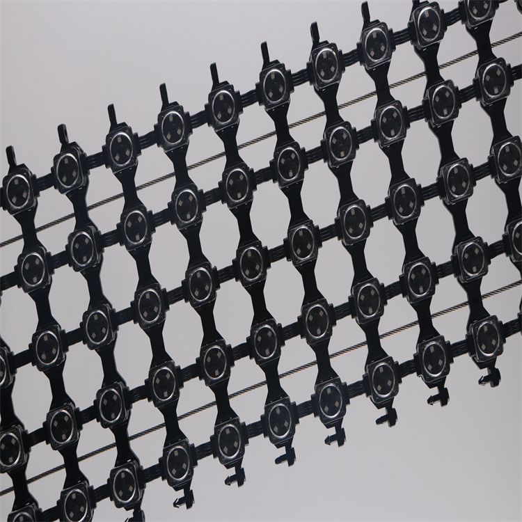 Flexible waterproof transparent  led mesh videoRGB 50mm DMX512 160 degree  full colour grille mesh screen transparent led