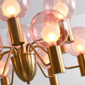 LEDER PInk Glass Chandelier Lamp