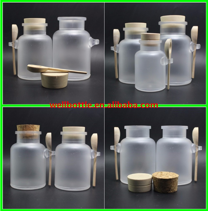 100ml 200ml 300ml 500ml plastic ABS scrub bath salt jar container packaging with cork stopper BS-14B