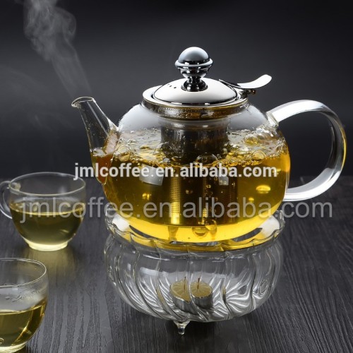 made in China tea brewer with filter to loose tea heat resistant glass teapot with stainless steel infuser used on the fire