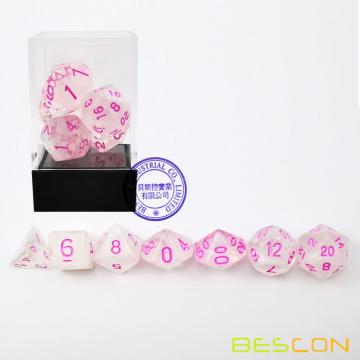 Juego de dados Bescon Poly-Dice de 7 piezas, Pink Cloud, Juego de dados Bescon Polyhedral RPG Pink Cloud