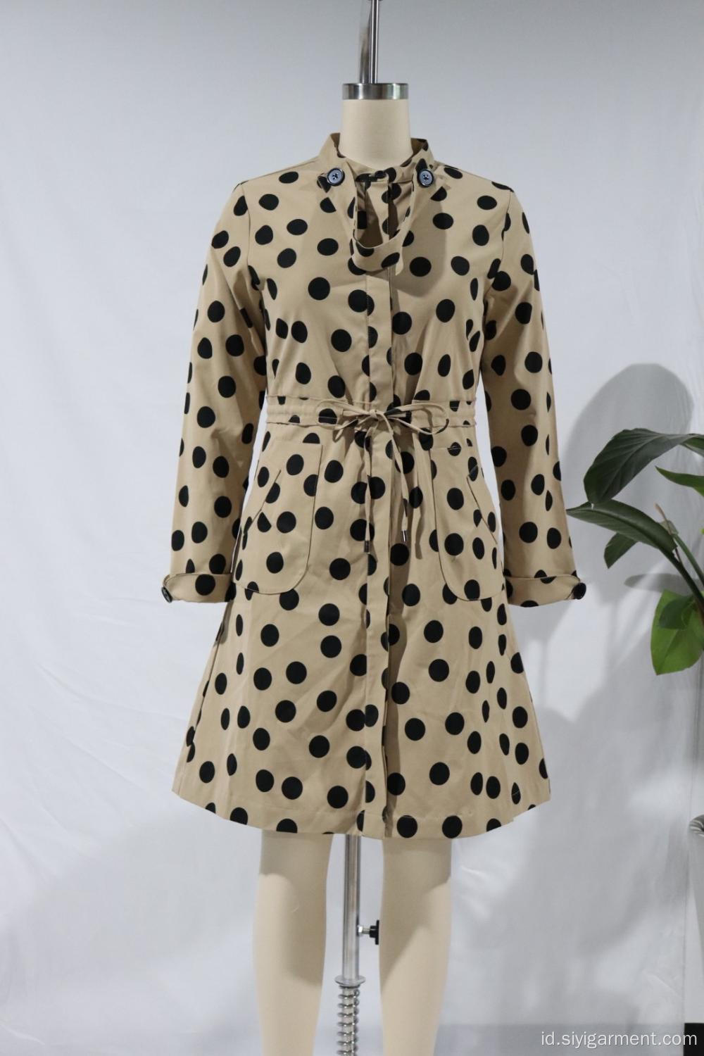 Rok Kancing Breasted Wanita Vintage Polka Dots Printing