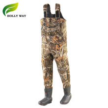 Custom Neoprene Camo Chest Wader with Rubber Boots for Hunting