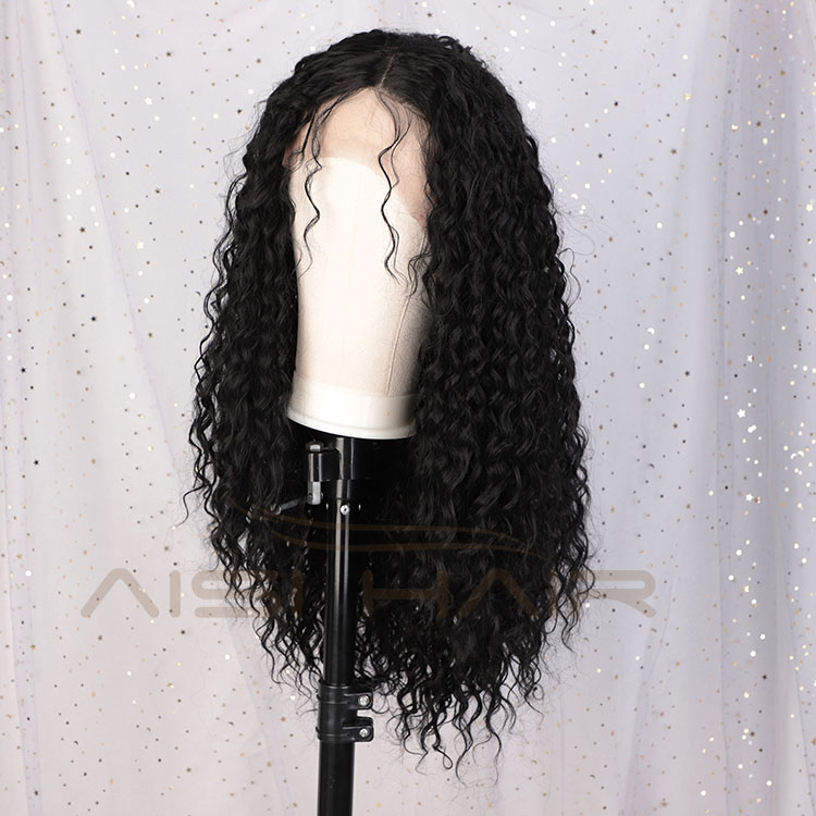 Aisi Hair Afro Curly Long Wavy Natural Black Swiss Lace Wig Afro Kinky Style Synthetic Lace Frontal Hair Wigs For Black Women