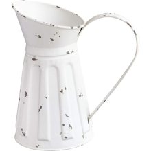 Vas White Metal Vase Vintage Jug Mini Pitcher