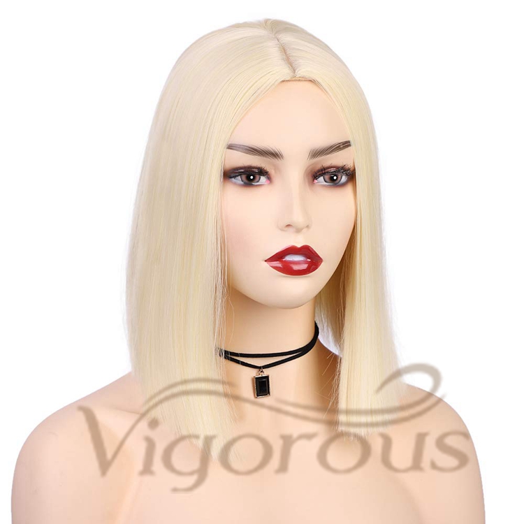 Vigorous Cheap Price Shoulder Length Silky Straight Middle Part Machine Made Cosplay Bob For Black Women Synthetic Hair Wigs