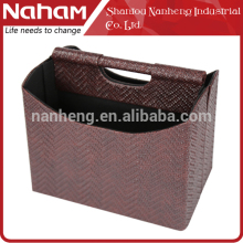 NAHAM garden home faux leather foldable storage basket with 2 dividers