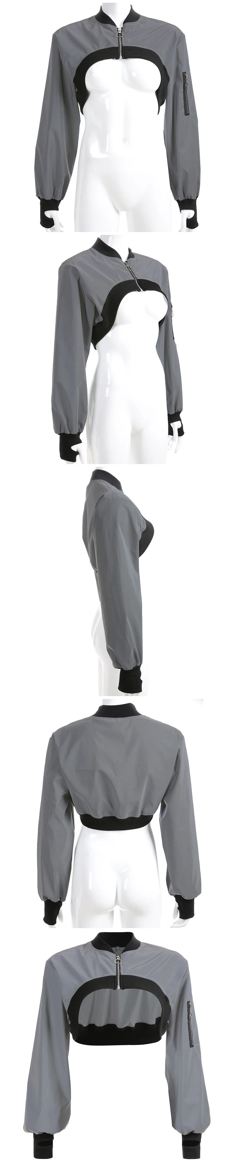 Custom Women Slim-Fit Super Bright Sleeve Pocket High Visibility Short Reflective Jacket